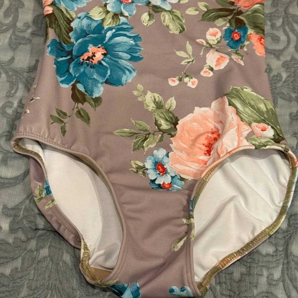 ELEVE S Floral Women's dance ballet leotard bodysuit sleeveles sheer halter - Picture 3 of 10